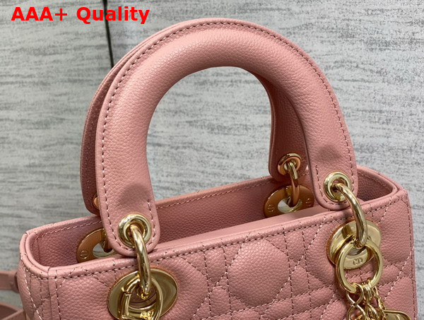 Dior Small Lady Dior Bag in Pink Grained Cannage Calfskin Gold Hardware Replica