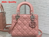 Dior Small Lady Dior Bag in Pink Grained Cannage Calfskin Silver Hardware Replica