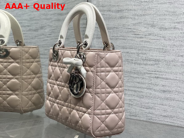 Dior Small Lady Dior Bag with Strap Rose Soupir Cannage Lambskin Replica