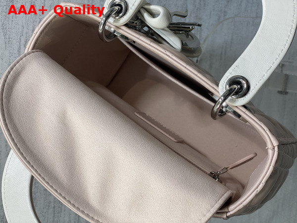 Dior Small Lady Dior Bag with Strap Rose Soupir Cannage Lambskin Replica