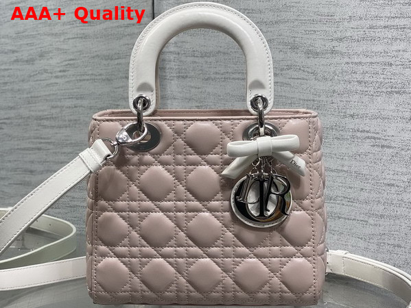 Dior Small Lady Dior Bag with Strap Rose Soupir Cannage Lambskin Replica