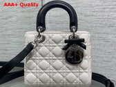 Dior Small Lady Dior Bag with Strap Two Tone Latte and Black Cannage Lambskin Replica