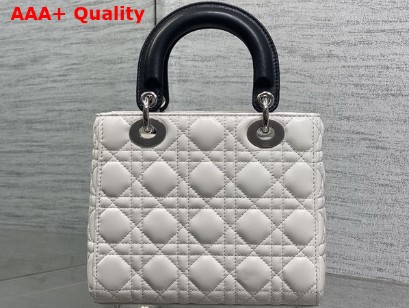 Dior Small Lady Dior Bag with Strap Two Tone Latte and Black Cannage Lambskin Replica