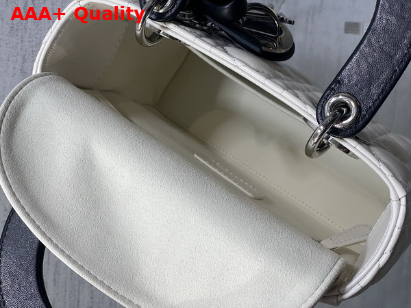 Dior Small Lady Dior Bag with Strap Two Tone Latte and Black Cannage Lambskin Replica