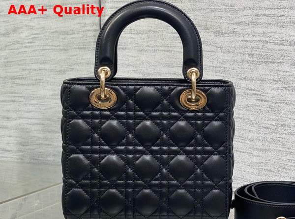 Dior Small Lady Dior My ABCDior Bag Black Cannage Lambskin the Charms are Fully Pave Set with White Resin Pearls Replica
