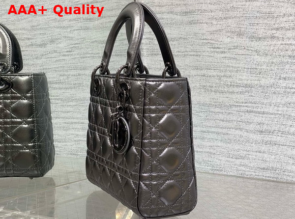 Dior Small Lady Dior My ABCDior Bag Gun Metal Cannage Lambskin Replica