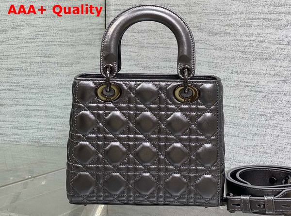 Dior Small Lady Dior My ABCDior Bag Gun Metal Cannage Lambskin Replica