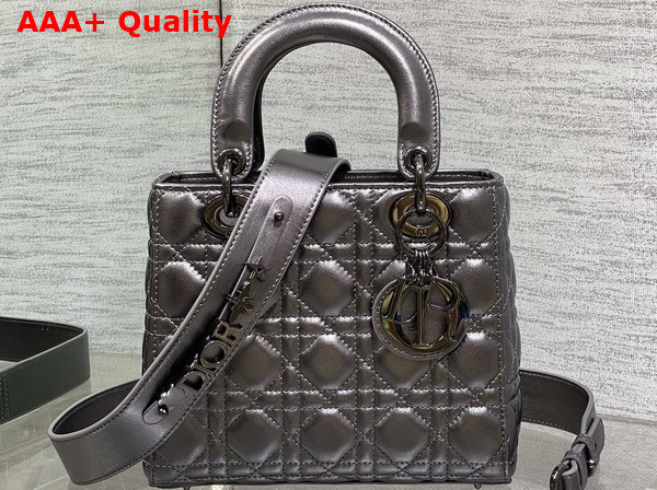 Dior Small Lady Dior My ABCDior Bag Gun Metal Cannage Lambskin Replica