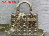 Dior Small Lady Dior My ABCDior Bag Pale Gold Tone Cannage Metallic Lambskin Replica