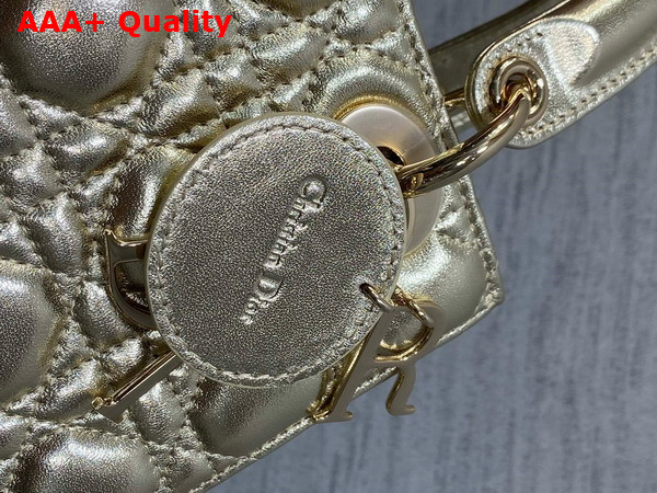 Dior Small Lady Dior My ABCDior Bag Pale Gold Tone Cannage Metallic Lambskin Replica