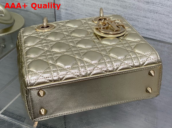 Dior Small Lady Dior My ABCDior Bag Pale Gold Tone Cannage Metallic Lambskin Replica