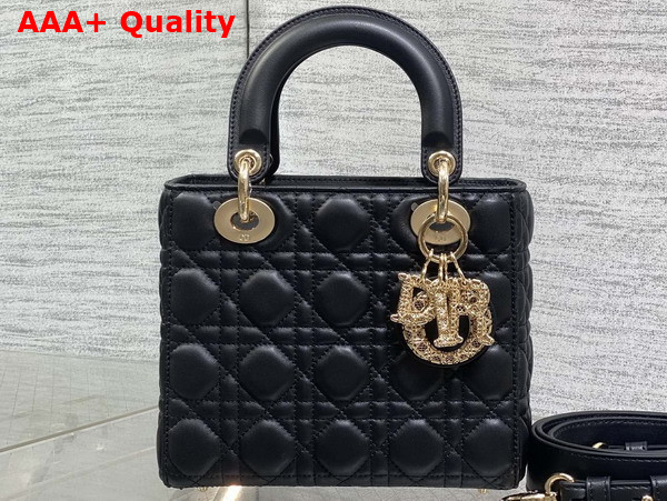 Dior Small Lady Dior My ABCDior Bag in Black Cannage Lambskin Metal DIOR Charms with a Finely Carved Openwork Cannage Motif Replica