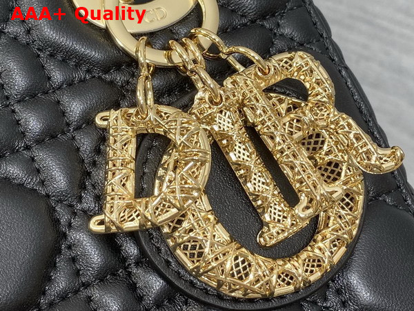 Dior Small Lady Dior My ABCDior Bag in Black Cannage Lambskin Metal DIOR Charms with a Finely Carved Openwork Cannage Motif Replica