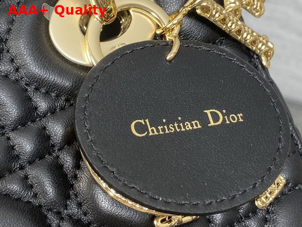 Dior Small Lady Dior My ABCDior Bag in Black Cannage Lambskin Metal DIOR Charms with a Finely Carved Openwork Cannage Motif Replica