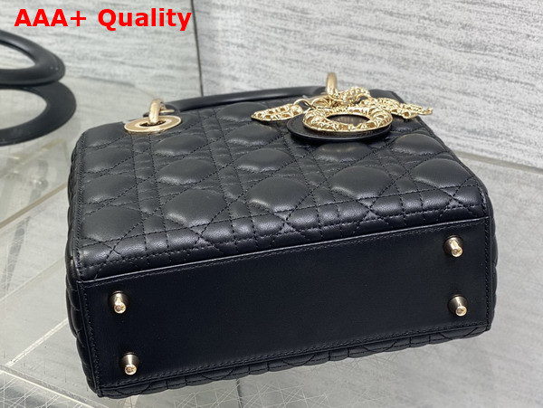 Dior Small Lady Dior My ABCDior Bag in Black Cannage Lambskin Metal DIOR Charms with a Finely Carved Openwork Cannage Motif Replica