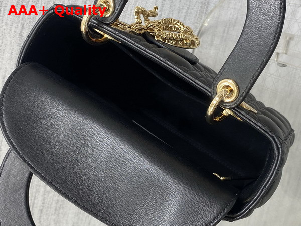 Dior Small Lady Dior My ABCDior Bag in Black Cannage Lambskin Metal DIOR Charms with a Finely Carved Openwork Cannage Motif Replica