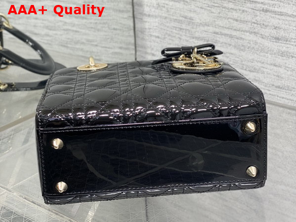 Dior Small Lady Dior My ABCDior Bag in Black Patent Cannage Calfskin with a Detachable Leather Bow Replica