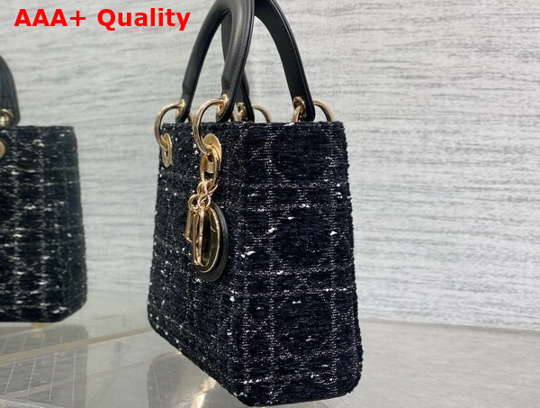 Dior Small Lady Dior My ABCDior Bag in Black and White Cannage Tweed Replica