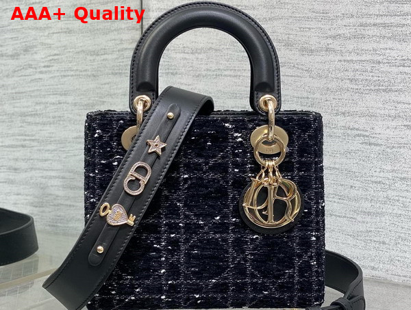 Dior Small Lady Dior My ABCDior Bag in Black and White Cannage Tweed Replica