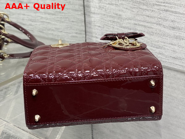 Dior Small Lady Dior My ABCDior Bag in Cherry Red Patent Cannage Calfskin with a Detachable Leather Bow Replica