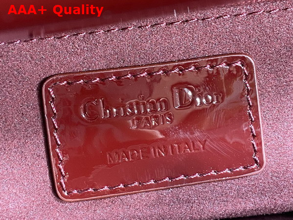 Dior Small Lady Dior My ABCDior Bag in Cherry Red Patent Cannage Calfskin with a Detachable Leather Bow Replica
