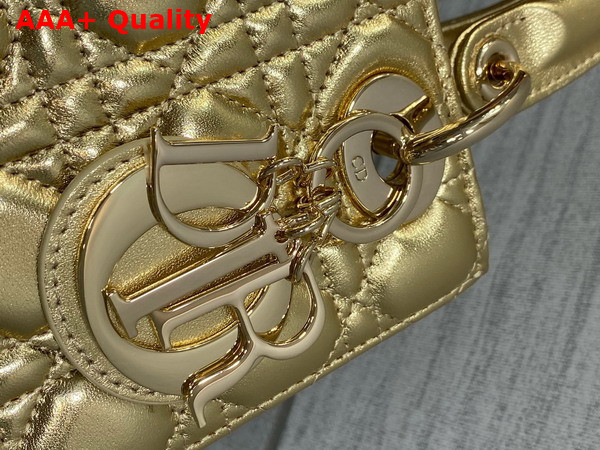 Dior Small Lady Dior My ABCDior Bag in Gold Cannage Lambskin Replica