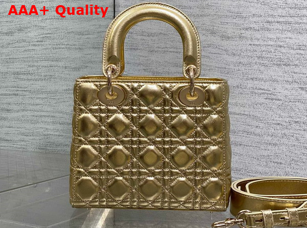 Dior Small Lady Dior My ABCDior Bag in Gold Cannage Lambskin Replica