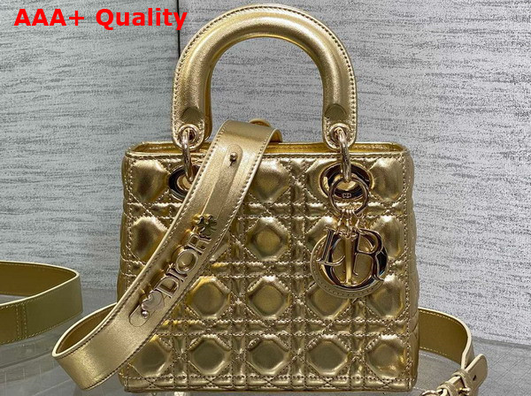 Dior Small Lady Dior My ABCDior Bag in Gold Cannage Lambskin Replica
