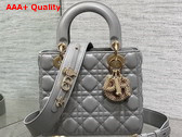 Dior Small Lady Dior My ABCDior Bag in Gray Cannage Lambskin the Charms are Fully Pave Set with White Resin Pearls Replica