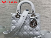 Dior Small Lady Dior My ABCDior Bag in Ice Blue Cannage Lambskin with a Leather Bow Replica