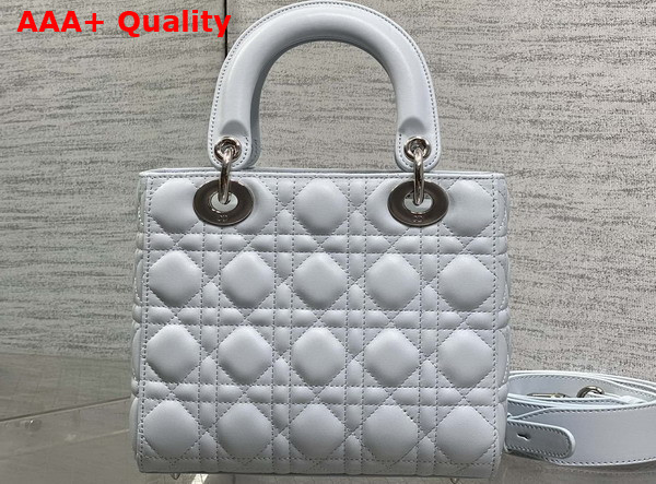 Dior Small Lady Dior My ABCDior Bag in Ice Blue Cannage Lambskin with a Leather Bow Replica