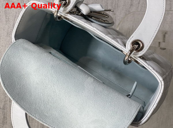 Dior Small Lady Dior My ABCDior Bag in Ice Blue Cannage Lambskin with a Leather Bow Replica