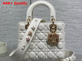 Dior Small Lady Dior My ABCDior Bag in Latte Cannage Lambskin Metal DIOR Charms with a Finely Carved Openwork Cannage Motif Replica