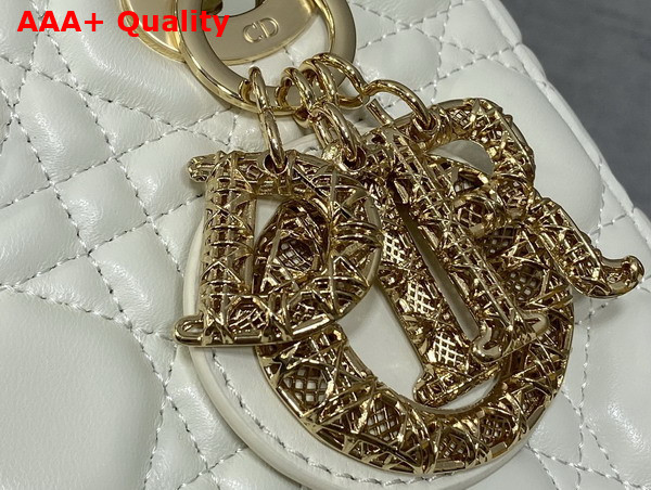 Dior Small Lady Dior My ABCDior Bag in Latte Cannage Lambskin Metal DIOR Charms with a Finely Carved Openwork Cannage Motif Replica
