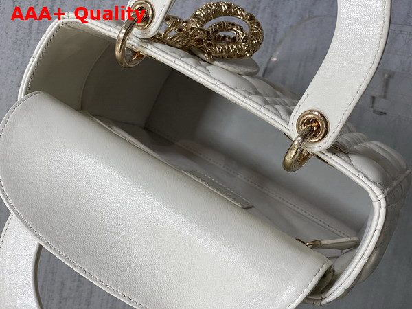Dior Small Lady Dior My ABCDior Bag in Latte Cannage Lambskin Metal DIOR Charms with a Finely Carved Openwork Cannage Motif Replica