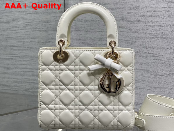 Dior Small Lady Dior My ABCDior Bag in Latte Cannage Lambskin with a Detachable Leather Bow Replica