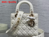 Dior Small Lady Dior My ABCDior Bag in Latte Cannage Lambskin with a Detachable Leather Bow Replica