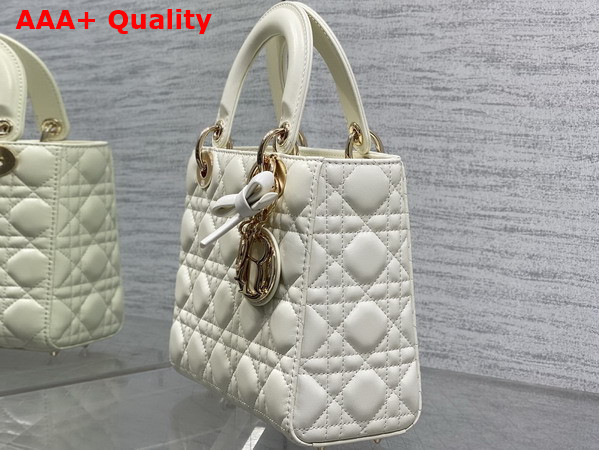 Dior Small Lady Dior My ABCDior Bag in Latte Cannage Lambskin with a Detachable Leather Bow Replica
