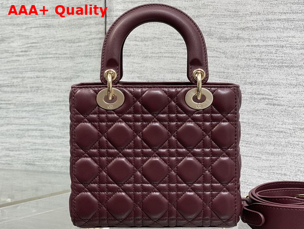Dior Small Lady Dior My ABCDior Bag in Plum Cannage Lambskin with a Detachable Leather Bow Replica