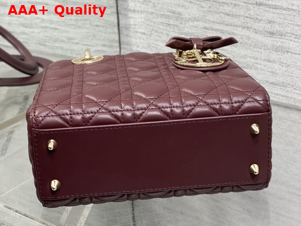 Dior Small Lady Dior My ABCDior Bag in Plum Cannage Lambskin with a Detachable Leather Bow Replica