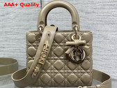 Dior Small Lady Dior My ABCDior Bag in Powder Beige Cannage Lambskin with a Detachable Leather Bow Replica
