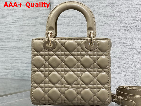 Dior Small Lady Dior My ABCDior Bag in Powder Beige Cannage Lambskin with a Detachable Leather Bow Replica