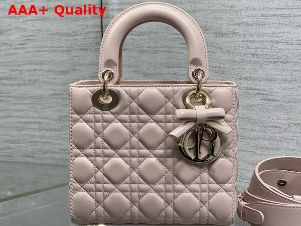 Dior Small Lady Dior My ABCDior Bag in Powder Pink Cannage Lambskin with a Detachable Leather Bow Replica