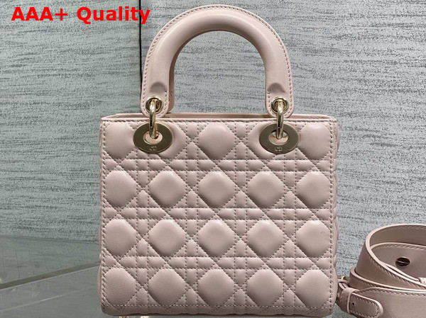 Dior Small Lady Dior My ABCDior Bag in Powder Pink Cannage Lambskin with a Detachable Leather Bow Replica