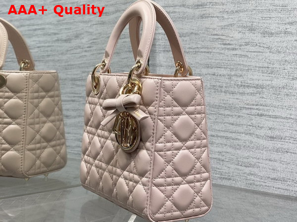 Dior Small Lady Dior My ABCDior Bag in Powder Pink Cannage Lambskin with a Detachable Leather Bow Replica