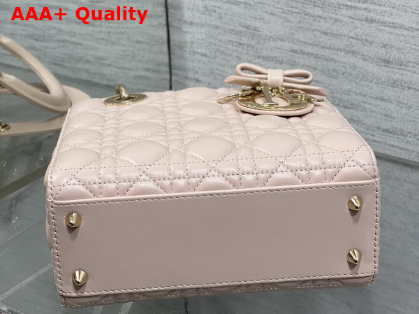 Dior Small Lady Dior My ABCDior Bag in Powder Pink Cannage Lambskin with a Detachable Leather Bow Replica