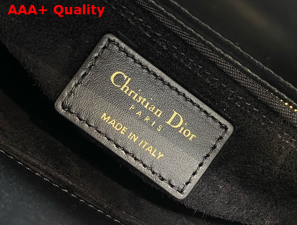 Dior Small Lady Dior My ABCdior Bag Black Cannage Lambskin with Gold Finish Zodiac Sign Studs Replica