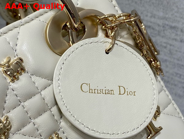 Dior Small Lady Dior My ABCdior Bag Latte Cannage Lambskin with Gold Finish Zodiac Sign Studs Replica