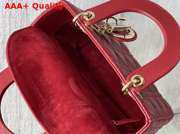 Dior Small Lady Dior My ABCdior Bag in Amaryllis Red Cannage Lambskin Replica