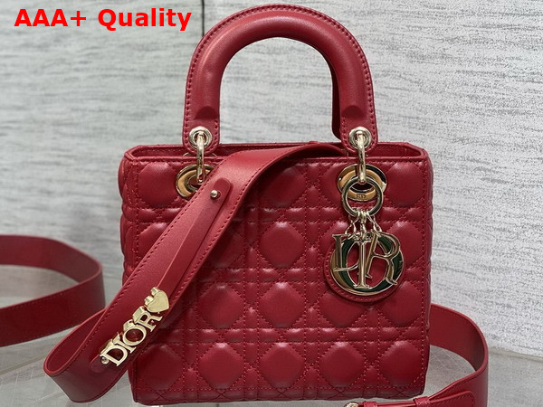 Dior Small Lady Dior My ABCdior Bag in Amaryllis Red Cannage Lambskin Replica